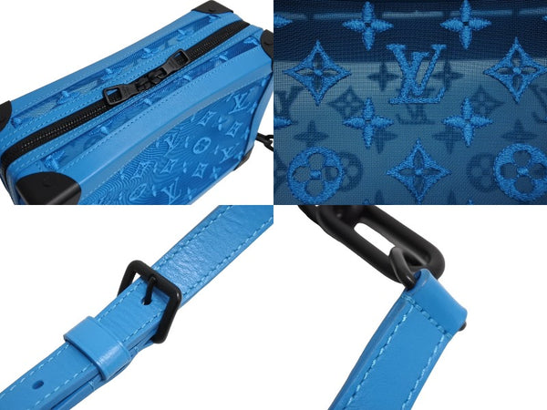 Very good condition LOUIS VUITTON Soft trunk shoulder bag M45074 Monogram mesh blue Black metal fittings Used 66148