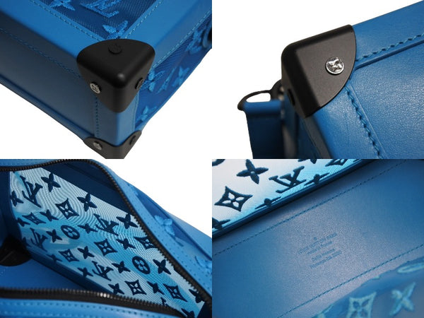 Very good condition LOUIS VUITTON Soft trunk shoulder bag M45074 Monogram mesh blue Black metal fittings Used 66148