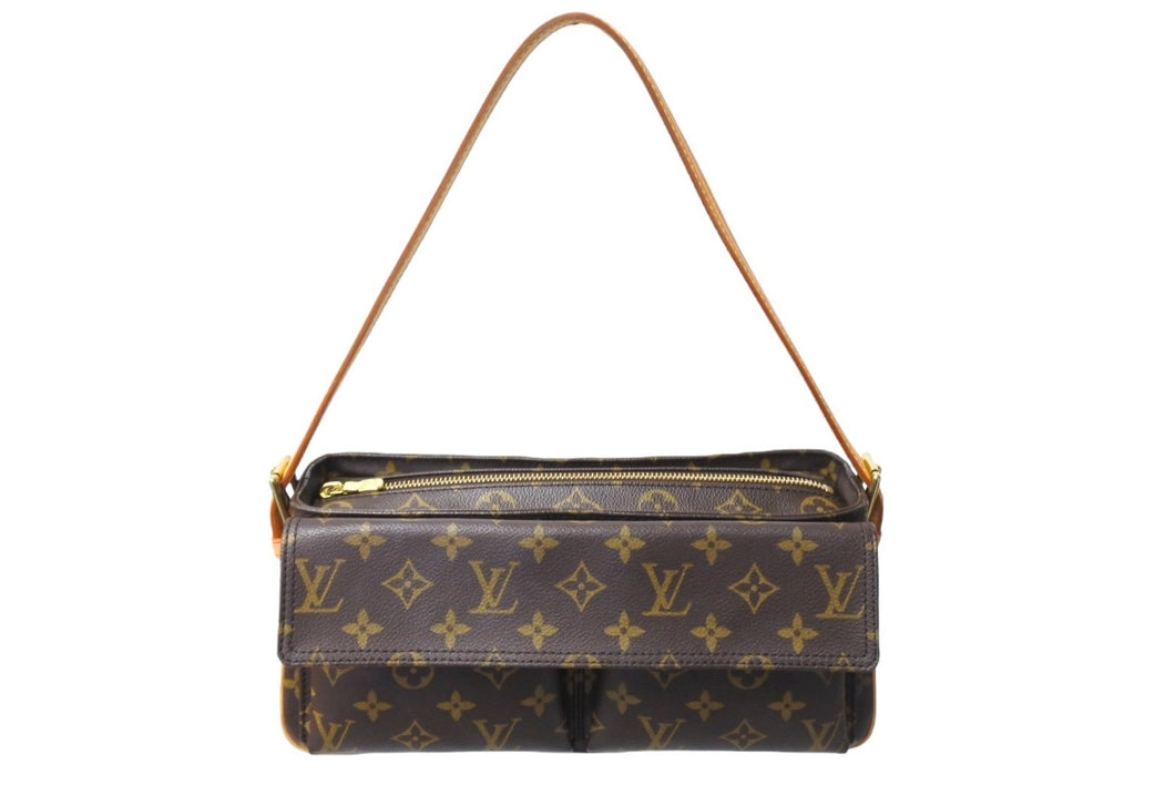 極美品 LOUIS VUITTON ルイヴィトン ヴィバシテMM ハンドバッグ ワンショルダーバッグ M51164 モノグラム PVC ブラウン 中古 66153