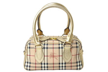 Load image into Gallery viewer, BURBERRY バーバリー ミニボストンバッグ ハンドバッグ シャドーホース ノバチェック ベージュ ゴールド金具 美品 中古 66157