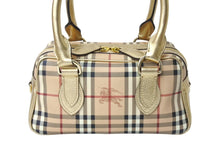 Load image into Gallery viewer, BURBERRY バーバリー ミニボストンバッグ ハンドバッグ シャドーホース ノバチェック ベージュ ゴールド金具 美品 中古 66157