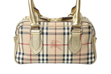 Load image into Gallery viewer, BURBERRY バーバリー ミニボストンバッグ ハンドバッグ シャドーホース ノバチェック ベージュ ゴールド金具 美品 中古 66157