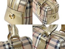 Load image into Gallery viewer, BURBERRY バーバリー ミニボストンバッグ ハンドバッグ シャドーホース ノバチェック ベージュ ゴールド金具 美品 中古 66157