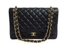 画像をギャラリービューアに読み込む, 極美品 CHANEL シャネル シングルフラップ チェーンショルダーバッグ デカマトラッセ 33cm 13番台 ラムスキン ブラック シルバー 中古 66165