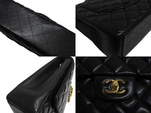 画像をギャラリービューアに読み込む, 極美品 CHANEL シャネル シングルフラップ チェーンショルダーバッグ デカマトラッセ 33cm 13番台 ラムスキン ブラック シルバー 中古 66165