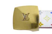 画像をギャラリービューアに読み込む, LOUIS VUITTON ルイヴィトン ベルト サンチュール キャレ M9682 モノグラムマルチカラー PVC ロゴ 村上隆 90/35 美品 中古 66188