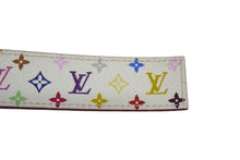 画像をギャラリービューアに読み込む, LOUIS VUITTON ルイヴィトン ベルト サンチュール キャレ M9682 モノグラムマルチカラー PVC ロゴ 村上隆 90/35 美品 中古 66188