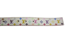 画像をギャラリービューアに読み込む, LOUIS VUITTON ルイヴィトン ベルト サンチュール キャレ M9682 モノグラムマルチカラー PVC ロゴ 村上隆 90/35 美品 中古 66188