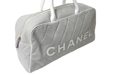 Load image into Gallery viewer, 極美品 CHANEL シャネル ハンドバッグ スポーツライン ロゴ ココマーク グレー レザー キャンバス 6番台 A15457 中古 66199