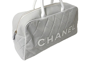 極美品 CHANEL シャネル ハンドバッグ スポーツライン ロゴ ココマーク グレー レザー キャンバス 6番台 A15457 中古 66199