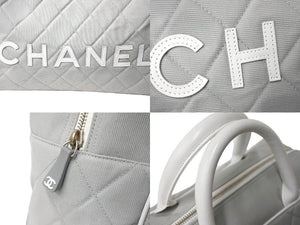 極美品 CHANEL シャネル ハンドバッグ スポーツライン ロゴ ココマーク グレー レザー キャンバス 6番台 A15457 中古 66199