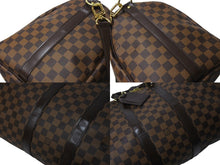画像をギャラリービューアに読み込む, LOUIS VUITTON ルイヴィトン キーポル バンドリエール45 ボストンバッグ N41428 ダミエ エベヌ レザー ゴールド金具 美品 中古 66208