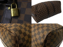 画像をギャラリービューアに読み込む, LOUIS VUITTON ルイヴィトン キーポル バンドリエール45 ボストンバッグ N41428 ダミエ エベヌ レザー ゴールド金具 美品 中古 66208
