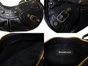 BALENCIAGA バレンシアガ LE CAGOLE XS ルカゴール ショルダーバッグ カーフレザー ブラック マットゴールド 美品 中古 66213