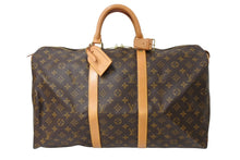 画像をギャラリービューアに読み込む, LOUIS VUITTON ルイヴィトン キーポル50 ボストンバッグ M41426 モノグラム キャンバス ゴールド金具 ブラウン 美品 中古 66245