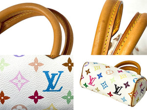 LOUISVUITTON ルイヴィトン ミニスピーディ ハンドバッグ 村上隆 ホワイト M92645 モノグラムマルチカラー 美品 中古 66257