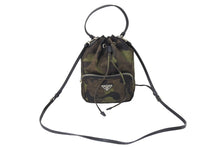 画像をギャラリービューアに読み込む, PRADA プラダ 巾着ポーチ ショルダーバッグ 2WAY トライアングルロゴ 小物入れ ミニバッグ レザー ナイロン 美品 中古 66271