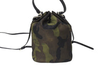 画像をギャラリービューアに読み込む, PRADA プラダ 巾着ポーチ ショルダーバッグ 2WAY トライアングルロゴ 小物入れ ミニバッグ レザー ナイロン 美品 中古 66271