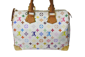 LOUIS VUITTON ルイヴィトン ハンドバッグ スピーディ30 村上隆 M92643 PVC レザー ホワイト マルチカラー 美品 中古 66283