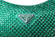 Load image into Gallery viewer, 新品未使用 PRADA プラダ ホーボー ハンドバッグ クリスタル サテン ミニバッグ グリーン 1BC515 中古 66301