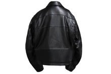 画像をギャラリービューアに読み込む, 極美品 BALENCIAGA バレンシアガ ロゴバイカージャケット ライダース 20AW 594594 レザー ブラック ホワイト サイズ48 中古 66307
