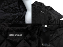 画像をギャラリービューアに読み込む, 極美品 BALENCIAGA バレンシアガ ロゴバイカージャケット ライダース 20AW 594594 レザー ブラック ホワイト サイズ48 中古 66307