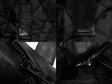 画像をギャラリービューアに読み込む, 極美品 BALENCIAGA バレンシアガ ロゴバイカージャケット ライダース 20AW 594594 レザー ブラック ホワイト サイズ48 中古 66307