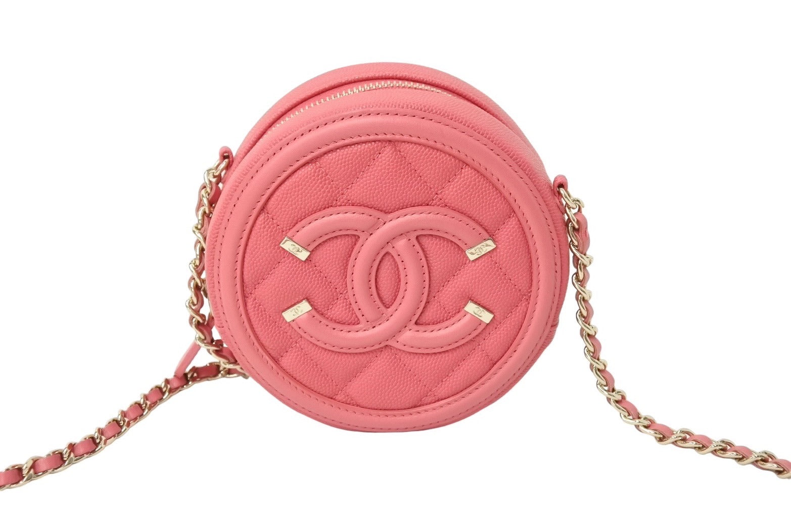 新品同様 CHANEL シャネル CCフィリグリー チェーンショルダーバッグ 29番台 キャビアスキン ココマーク ゴールド金具 ピンク 中古  66312 – Casanova Vintage