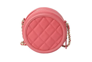Like new CHANEL CC Filigree Chain Shoulder Bag No. 29 Caviar Skin Coco Mark Gold Hardware Pink Used 4a000100