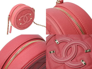 Like new CHANEL CC Filigree Chain Shoulder Bag No. 29 Caviar Skin Coco Mark Gold Hardware Pink Used 4a000100