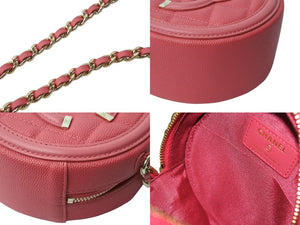 Like new CHANEL CC Filigree Chain Shoulder Bag No. 29 Caviar Skin Coco Mark Gold Hardware Pink Used 4a000100