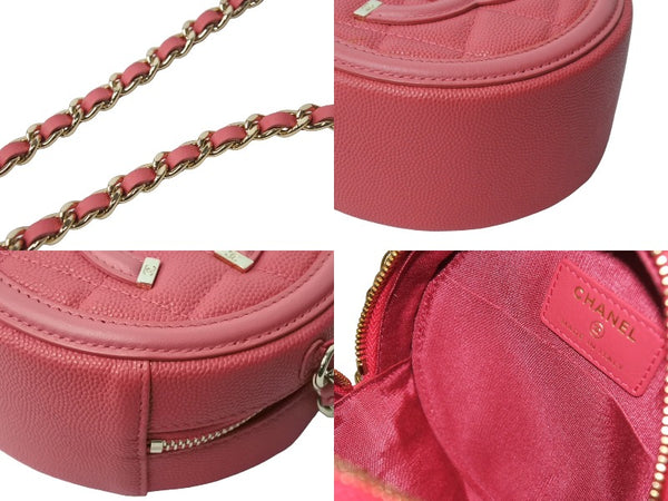 Like new CHANEL CC Filigree Chain Shoulder Bag No. 29 Caviar Skin Coco Mark Gold Hardware Pink Used 4a000100