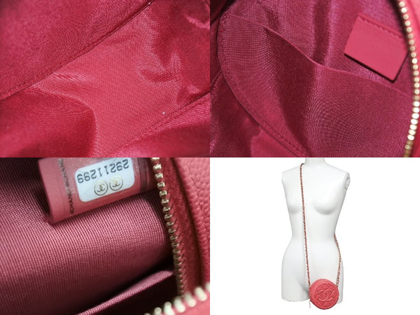 Like new CHANEL CC Filigree Chain Shoulder Bag No. 29 Caviar Skin Coco Mark Gold Hardware Pink Used 4a000100