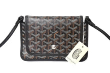 Load image into Gallery viewer, 新品未使用 GOYARD ゴヤール プリュメ ショルダーバッグ ポーチウォレット ブラック PVC レザー シルバー金具 中古 66316