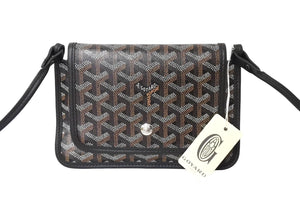 新品未使用 GOYARD ゴヤール プリュメ ショルダーバッグ ポーチウォレット ブラック PVC レザー シルバー金具 中古 66316