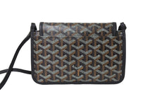 Load image into Gallery viewer, 新品未使用 GOYARD ゴヤール プリュメ ショルダーバッグ ポーチウォレット ブラック PVC レザー シルバー金具 中古 66316