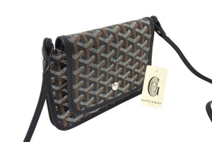 新品未使用 GOYARD ゴヤール プリュメ ショルダーバッグ ポーチウォレット ブラック PVC レザー シルバー金具 中古 66316