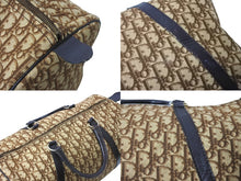 画像をギャラリービューアに読み込む, Christian Dior クリスチャンディオール ボストンバッグ 40cm トロッター柄 ブラウン ベージュ キャンバス レザー 良品 中古 66319