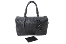 Load image into Gallery viewer, BottegaVeneta ボッテガヴェネタ イントレチャート モンテーニュ ミニボストンバッグ ハンドバッグ ブラック 美品 中古 66321