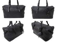 Load image into Gallery viewer, BottegaVeneta ボッテガヴェネタ イントレチャート モンテーニュ ミニボストンバッグ ハンドバッグ ブラック 美品 中古 66321