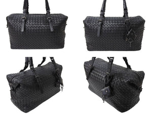 BottegaVeneta ボッテガヴェネタ イントレチャート モンテーニュ ミニボストンバッグ ハンドバッグ ブラック 美品 中古 66321