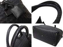 Load image into Gallery viewer, BottegaVeneta ボッテガヴェネタ イントレチャート モンテーニュ ミニボストンバッグ ハンドバッグ ブラック 美品 中古 66321