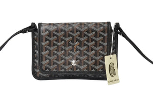 新品未使用 GOYARD ゴヤール プリュメ ショルダーバッグ ポーチウォレット ブラック PVC レザー シルバー金具 中古 66325