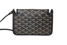 Load image into Gallery viewer, 新品未使用 GOYARD ゴヤール プリュメ ショルダーバッグ ポーチウォレット ブラック PVC レザー シルバー金具 中古 66325