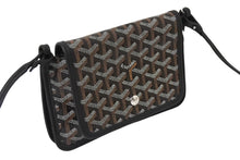 Load image into Gallery viewer, 新品未使用 GOYARD ゴヤール プリュメ ショルダーバッグ ポーチウォレット ブラック PVC レザー シルバー金具 中古 66325