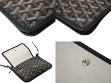 Load image into Gallery viewer, 新品未使用 GOYARD ゴヤール プリュメ ショルダーバッグ ポーチウォレット ブラック PVC レザー シルバー金具 中古 66325