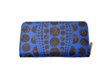 Load image into Gallery viewer, LOUIS VUITTON ルイヴィトン ジッピーウォレット 長財布 M60448 草間彌生 モノグラム パンプキンドット ブルー ブラウン 美品 中古 66332
