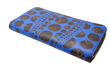Load image into Gallery viewer, LOUIS VUITTON ルイヴィトン ジッピーウォレット 長財布 M60448 草間彌生 モノグラム パンプキンドット ブルー ブラウン 美品 中古 66332