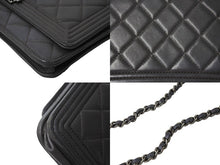 Load image into Gallery viewer, CHANEL シャネル ボーイシャネル チェーンウォレット ショルダーバッグ ラムスキン 21番台 シルバー金具 財布 ココマーク 美品 中古 66338