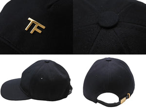 TOM FORD COTTON CANVAS TF BASEBALL CAP Cap Baseball Cap Black Gold Hardware Good Condition Used 66339
